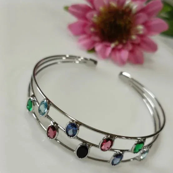 Fancy Plated Kada – Silver / Gold / Rose Gold | Modern Wristwear - Shangri 