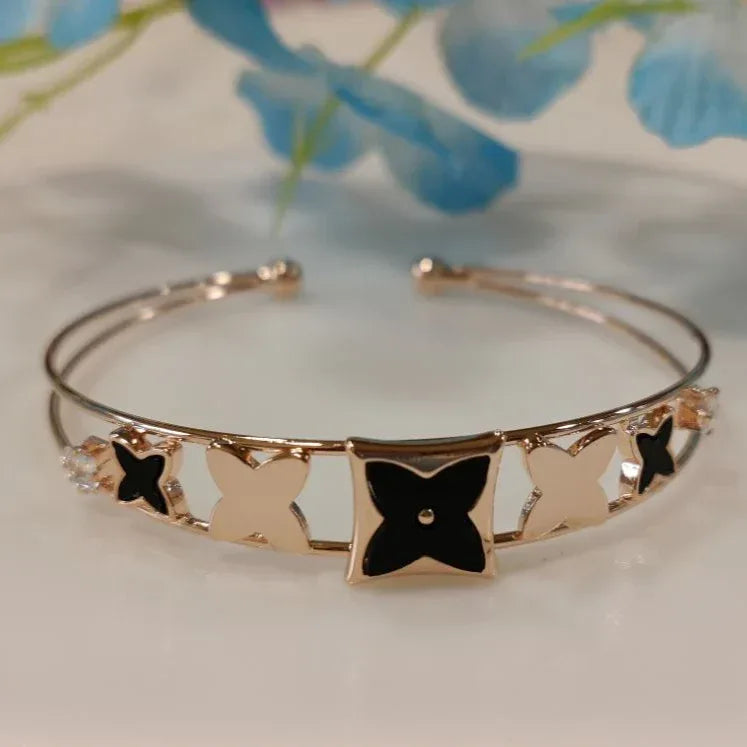 Silver / Gold / Rose Gold Plated Fancy Kada – Modern Everyday Wristwear - Shangri 