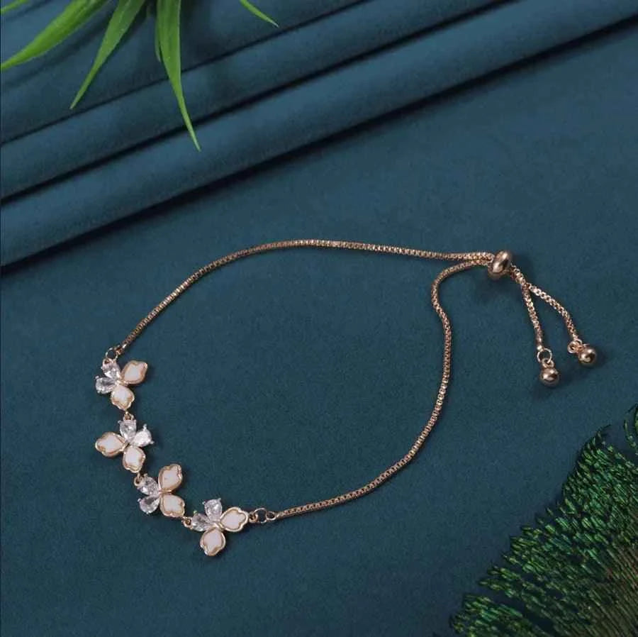 Korean Butterfly Link Adjustable Bracelet – Gold, Silver & Rosegold Plated