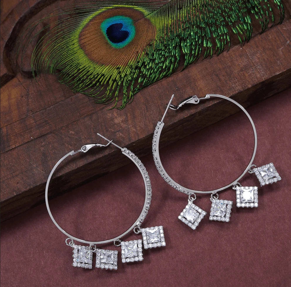 Korean Round Stone-Studded Fancy Earrings – Gold / Silver Plated