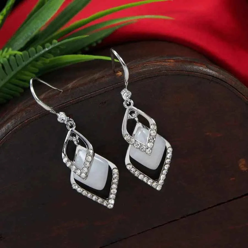 Korean Opal Stone Drop Earrings – Gold / Silver / Rosegold Plated