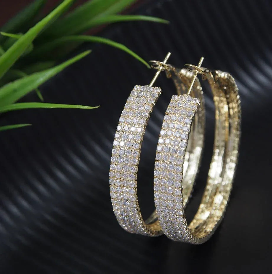 Korean CZ Round Hoop Earrings – Gold / Silver Plated - Shangri 