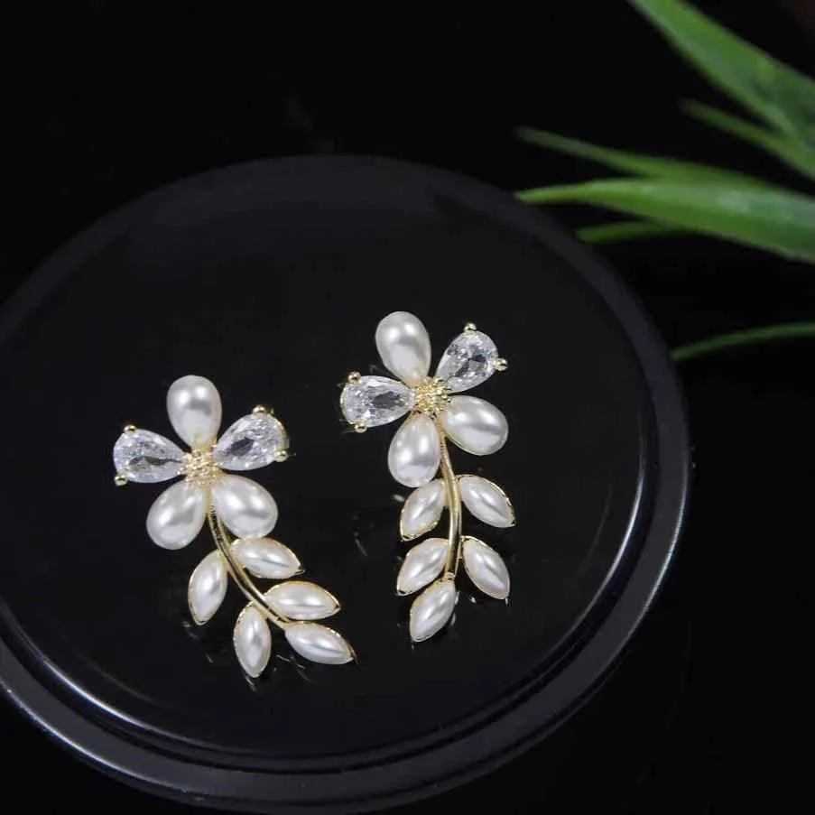 Korean Floral Leaf Drop Earrings – Gold / Silver / Rosegold Plated