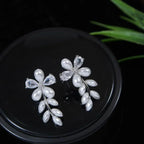 Korean Floral Leaf Drop Earrings – Gold / Silver / Rosegold Plated - Shangri 