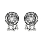 Ethnic Silver Oxidized Afghani Choker Necklace Set with Earrings