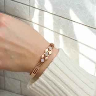 Stainless Steel Gold/Rosegold Plated Cubic Zirconia Designer Kada