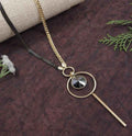 Geometric Pendant Long Chain Necklace – Contemporary Western Style