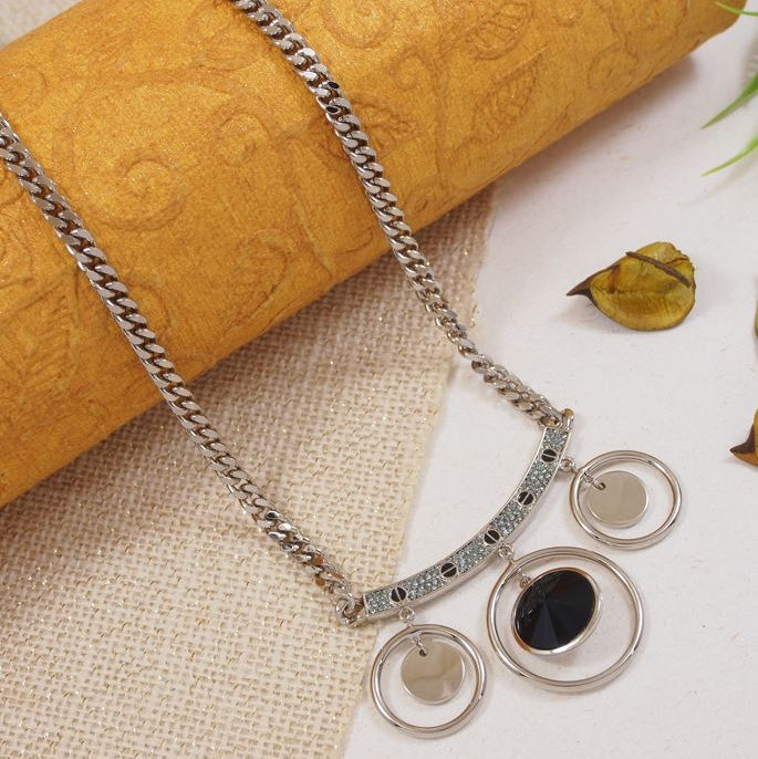 Geometric Pendant Long Chain Necklace