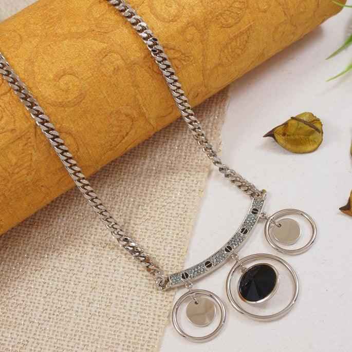Geometric Pendant Long Chain Necklace