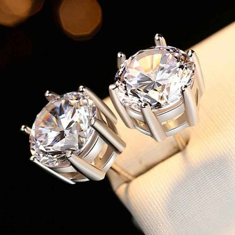 Shangri Classic Solitaire AD Stud Earrings – Anti Tarnish Silver Diamond Look Studs