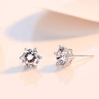 Shangri Classic Solitaire AD Stud Earrings – Anti Tarnish Silver Diamond Look Studs