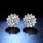 Shangri Royal Bloom AD Solitaire Stud Earrings – Silver Plated Anti Tarnish Floral Design