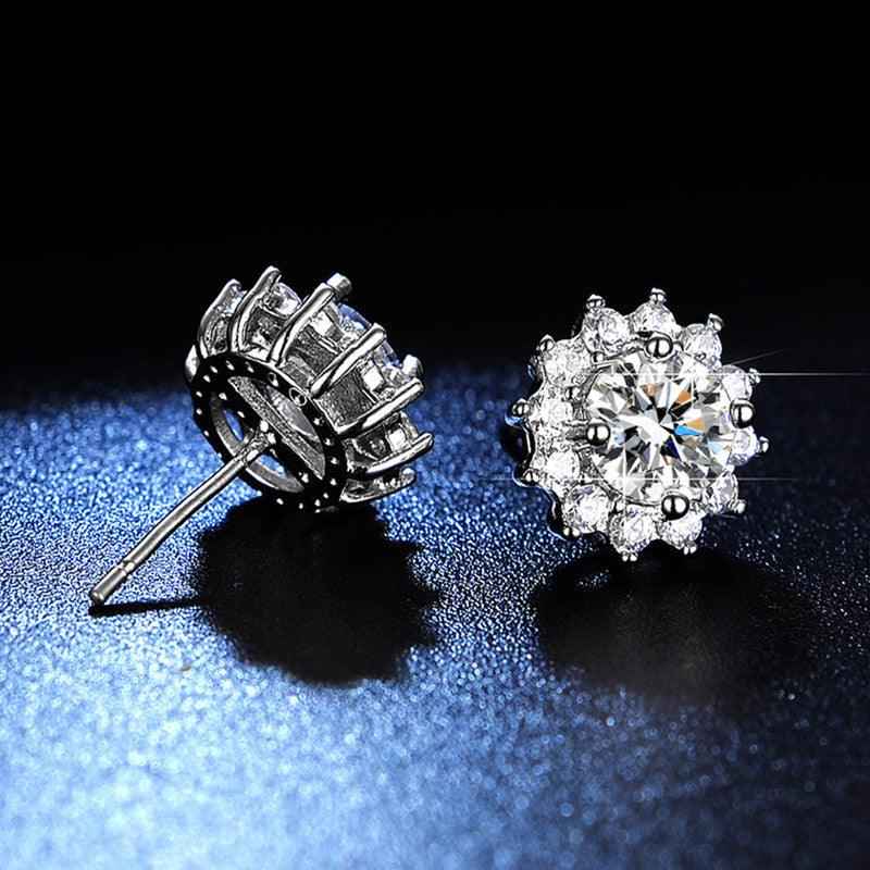 Shangri Royal Bloom AD Solitaire Stud Earrings – Silver Plated Anti Tarnish Floral Design