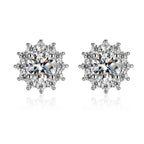 Shangri Royal Bloom AD Solitaire Stud Earrings – Silver Plated Anti Tarnish Floral Design