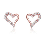 Shangri Rose Gold Heart AD Stud Earrings – Korean Romantic Crystal Love Studs