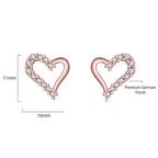 Shangri Rose Gold Heart AD Stud Earrings – Korean Romantic Crystal Love Studs
