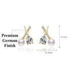 Shangri Gold Pearl Drop AD Earrings – Korean Cross Design Crystal Studs