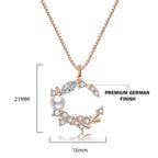 Rose Gold Plated American Diamond Studded Moon Shape Contemporary Pendant Necklace