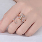 Rose Gold Plated American Diamond Studded Contemporary Korean Finger Ring
