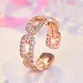 Rose Gold Plated American Diamond Studded Contemporary Korean Finger Ring