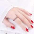 Rose Gold Plated American Diamond Studded Hearts Inspired Contemporary Adjustable Finger Ring