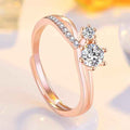 Rose Gold Plated American Diamond Studded Contemporary Korean Finger Ring