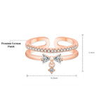 Rose Gold Plated American Diamond Studded Contemporary Korean Adjustable Finger Ring