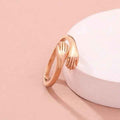 Rose Gold-Plated Hug Shaped Adjustable Finger Ring
