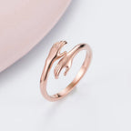 Rose Gold-Plated Hug Shaped Adjustable Finger Ring