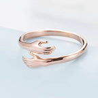 Rose Gold-Plated Hug Shaped Adjustable Finger Ring