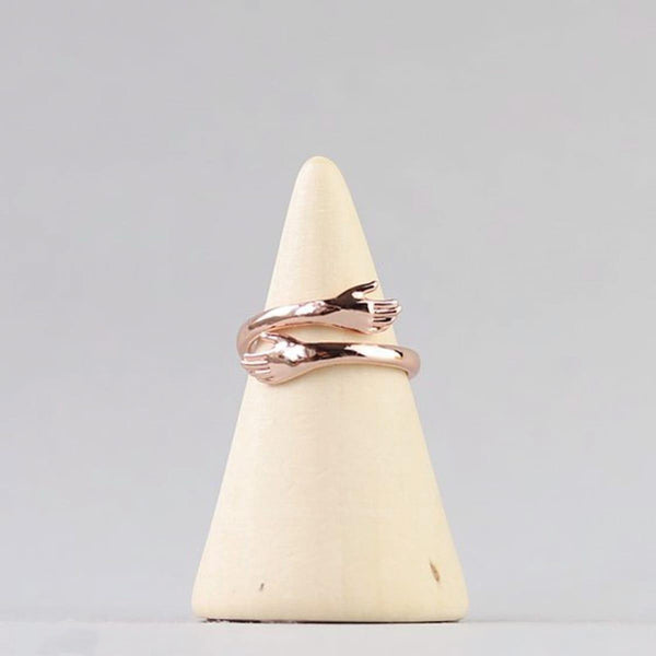 Rose Gold-Plated Hug Shaped Adjustable Finger Ring