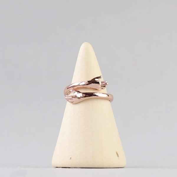Rose Gold-Plated Hug Shaped Adjustable Finger Ring