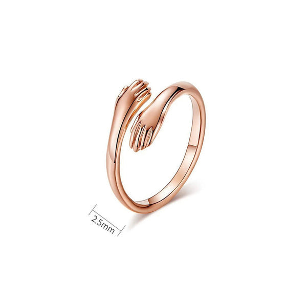 Rose Gold-Plated Hug Shaped Adjustable Finger Ring