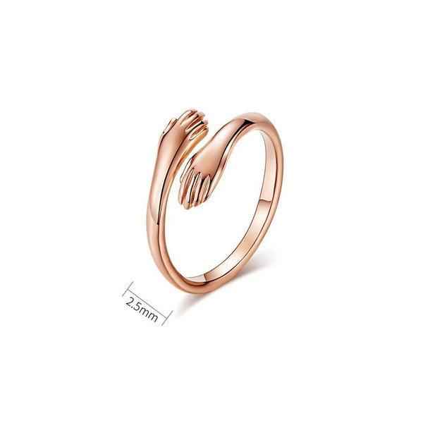 Rose Gold-Plated Hug Shaped Adjustable Finger Ring