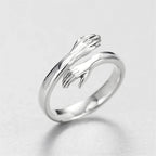 Amazing Hug Design Silver Plated Adjustable Ring for Women
