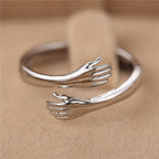 Amazing Hug Design Silver Plated Adjustable Ring for Women