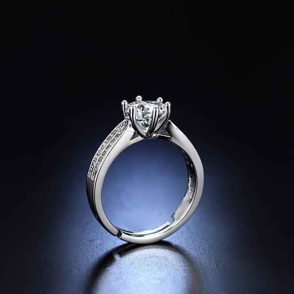 Silver Plated American Diamond Studded Contemporary Anti Tarnish Adjustable Finger Ring