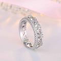Silver Plated American Diamond Studded Hearts Inspired Contemporary Korean Finger Ring
