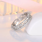 Silver Plated American Diamond Studded Hearts Inspired Contemporary Korean Finger Ring