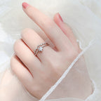 Silver Plated American Diamond Studded Star Shape Contemporary Korean Finger Ring