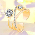 Gold Plated American Diamond Studded Contemporary Korean Adjustable Finger Ring