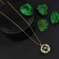 Stainless Steel Gold/Rosegold Plated Floral Spinning Pendant Necklace