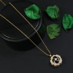 Stainless Steel Gold/Rosegold Plated Floral Spinning Pendant Necklace - Shangri 
