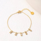 Stainless Steel Baguette Cubic Zirconia Bracelet – Gold / Rose Gold Plated - Shangri 