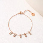 Stainless Steel Baguette Cubic Zirconia Bracelet – Gold / Rose Gold Plated - Shangri 