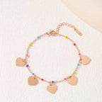 Stainless Steel Heart Pendant Bracelet with Colourful Beads – Gold/Rosegold/Silver Plated (Anti-Tarnish SS331L) - Shangri 