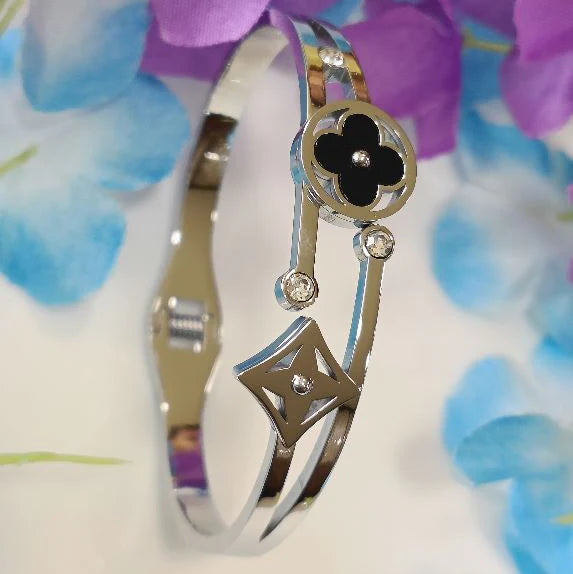 Stainless Steel Rose Gold / Silver Plated Multi Clover Kada