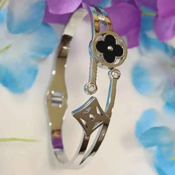 Stainless Steel Rose Gold / Silver Plated Multi Clover Kada
