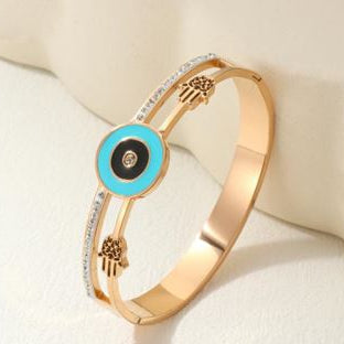 Stainless Steel Gold / Rose Gold Plated Evil Eye Kada
