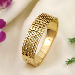 Stainless Steel Gold Plated Textured Kada